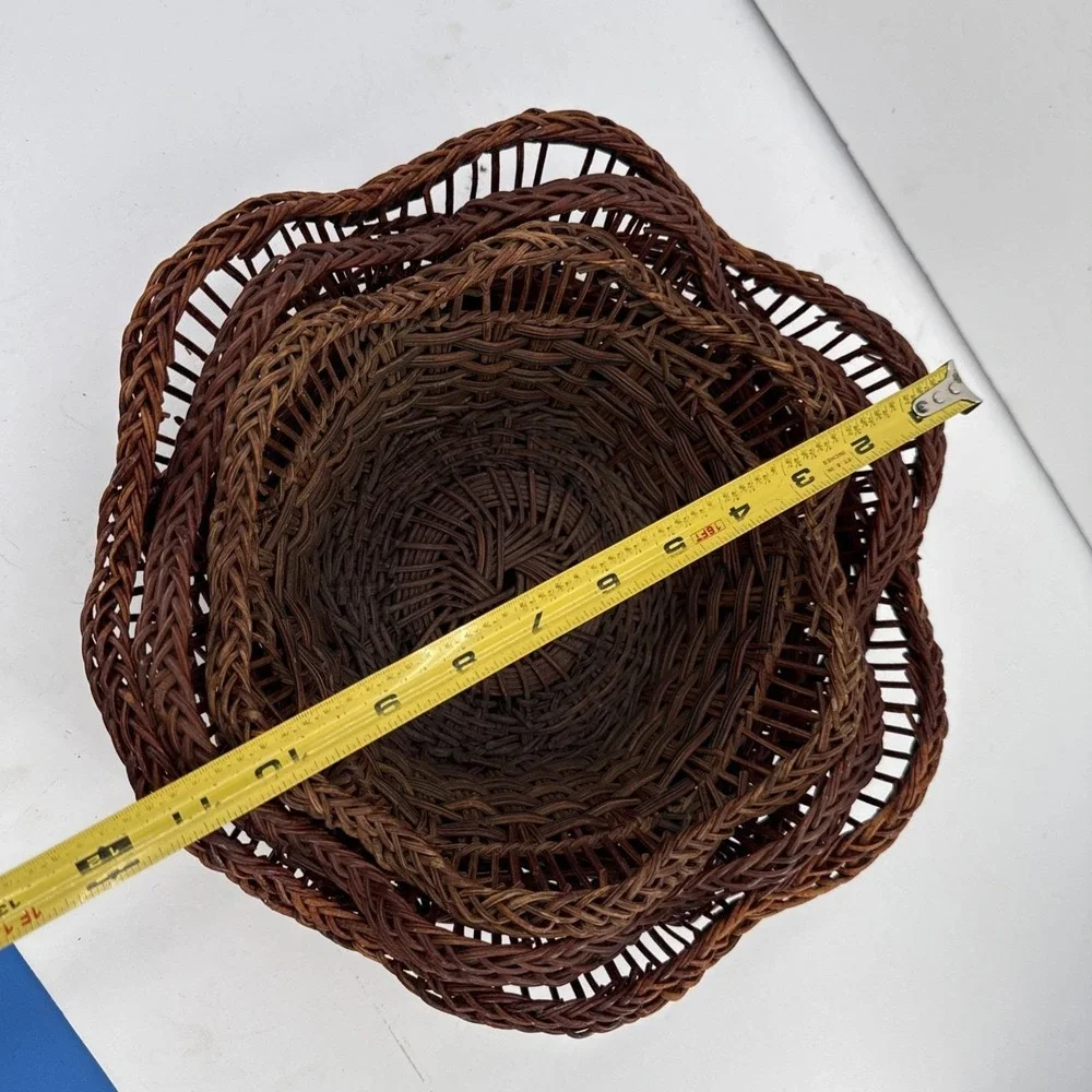 Vintage Set of 3 Wicker Nesting Baskets Handwoven Rattan Boho‎ Farmhouse